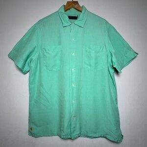 Polo Ralph Lauren Linen/Silk Loop Collar Embroidered Pony Mens Size L Shirt